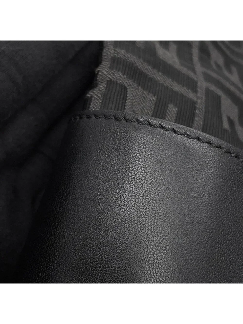 Fendi Backpack Drawstring FF Jacquard Leather Black